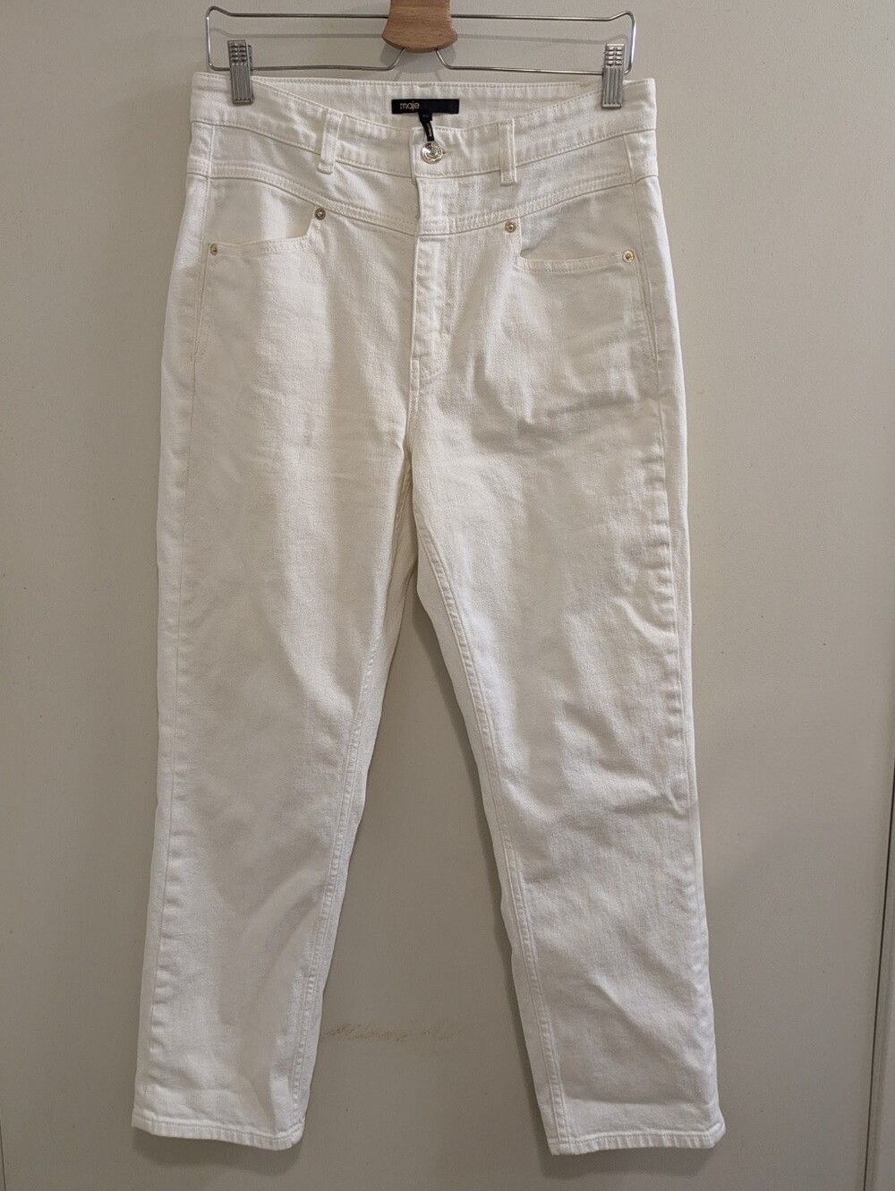 Maje Western Yoke White Cropped Straight Jeans EU40 - US8